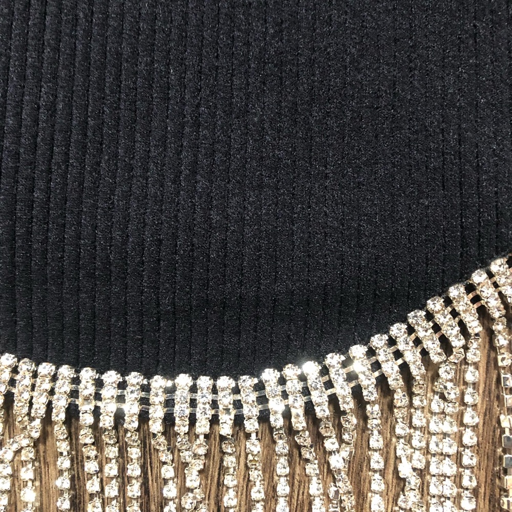 Forever 21 Rhinestone Fringe Ribbed Cropped Tank Top - Picture 3 of 17